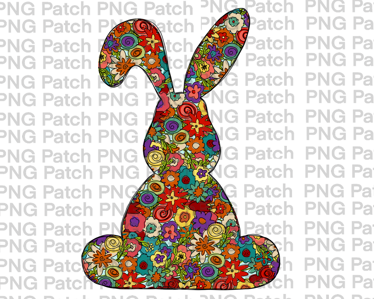 Floral Bunny, Colorful, Easter Bunny PNG File, Animal Sublimation Desi ...