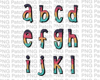 All Lower Case Colorful Summer Alpha Pack, Alphabet Pack PNG File, Alpha Pack Sublimation Design A-L