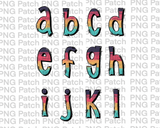 All Lower Case Colorful Summer Alpha Pack, Alphabet Pack PNG File, Alpha Pack Sublimation Design A-L