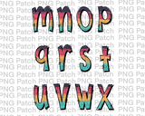 All Lower Case Colorful Summer Alpha Pack, Alphabet Pack PNG File, Alpha Pack Sublimation Design M-X