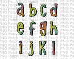 All Lower Case Hippie Alpha Pack, Alphabet Pack PNG File, Alpha Pack Sublimation Design A-L