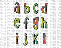 All Lower Case Hippie Alpha Pack, Alphabet Pack PNG File, Alpha Pack Sublimation Design A-L