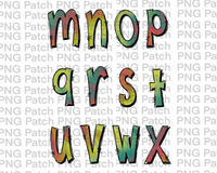 All Lower Case Hippie Alpha Pack, Alphabet Pack PNG File, Alpha Pack Sublimation Design M-X