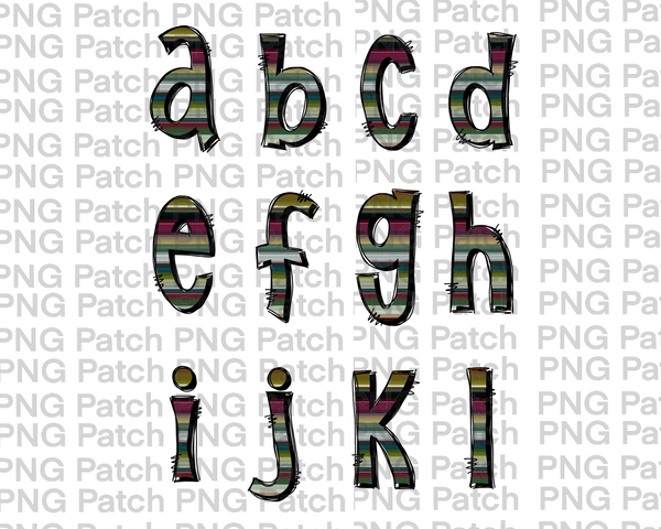 Serape Alpha Pack, Alphabet Pack PNG File, Alpha Pack Sublimation Design A-L