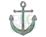 Green, Red, and Navy Scribble Anchor