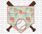 Baseball Base Plain Floral, Baseball PNG File, Sports Sublimation Design