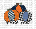 Blue and Orange Pumpkin Trio, Hello Fall, Fall PNG File, Pumpkin Sublimation Design