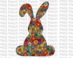 Floral Bunny, Colorful, Easter Bunny PNG File, Animal Sublimation Design