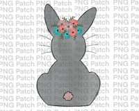 Watercolor Bunny with Flowers, Easter PNG File, Bunny Sublimation Design