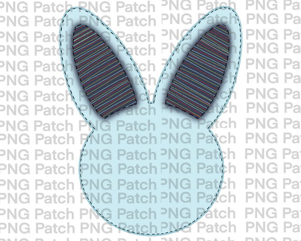 Floral Faux Appliqué Blue Bunny , Easter PNG File, Bunny Sublimation Design