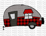 Buffalo Plaid Camper, Camping PNG File, Travel Sublimation Design