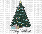 Merry Christmas, Christmas Tree with Aqua, Pink, and Gold , Christmas PNG File, Holiday Sublimation Design