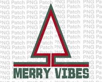 Merry Vibes with Retro Christmas Tree , Christmas Sublimation Design, Holiday PNG File