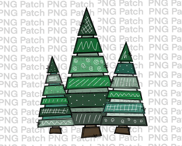 Whimsical Christmas Trees, Christmas Sublimation Design, Holiday PNG File