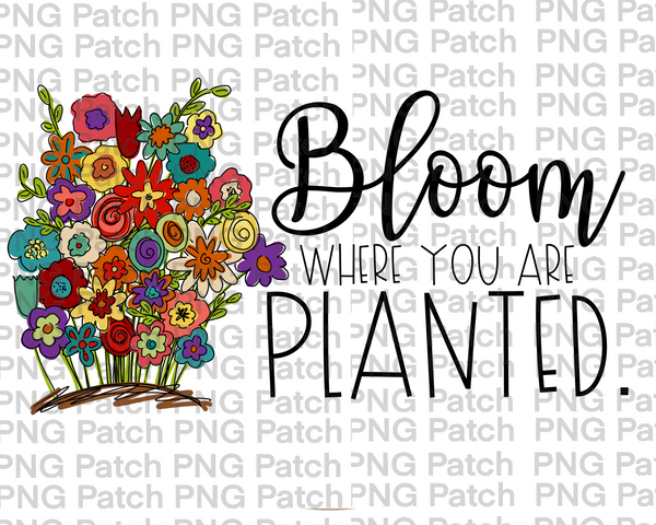 Bloom Where You are Planted , Floral PNG File, Flowers Sublimation Design