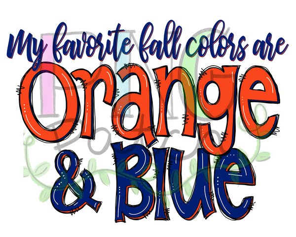 My Favorite Fall Colors are Orange and Blue, Royal Blue Football and Cheerleading PNG File and Sublimation Design