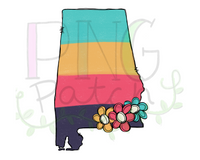 Colorful Floral Alabama, State PNG File