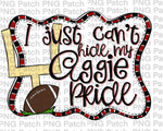 I just Can't Hide my Aggie Pride, Football Red and Black Frame, Sports PNG File, Football Sublimation Design