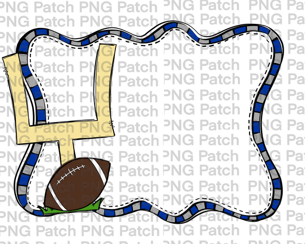 Football Blue, Gray and Black Frame, Sports PNG File, Football Sublimation Design