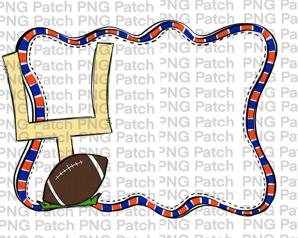 Football Bright Orange and Blue Frame, Sports PNG File, Football Sublimation Design