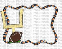 Football Orange and Blue Frame, Sports PNG File, Football Sublimation Design