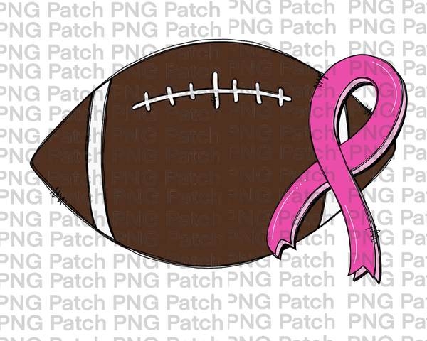 Football with Pink for a Cure Ribbon, Football PNG File, Cheerleading Sublimation Design, Breast Cancer Awareness