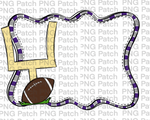 Football Purple, Silver and White Frame, Sports PNG File, Football Sublimation Design