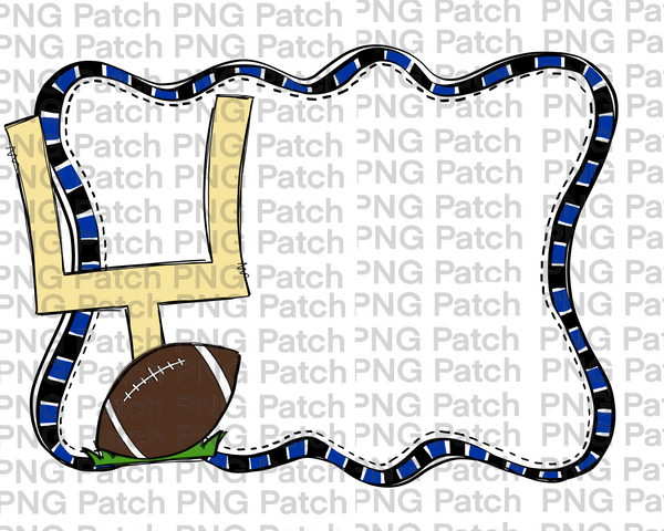 Football Royal Blue and Black Frame, Sports PNG File, Football Sublimation Design