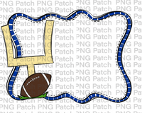 Football Royal Blue and White Frame, Sports PNG File, Football Sublimation Design