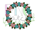 Floral Wreath Monogram Frame, Floral PNG File, Monogram Frame Sublimation Design