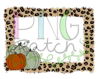 Torn Edge Leopard Print Frame with Pumpkins,  Fall PNG File, Leopard Print Monogram Frame Sublimation Design