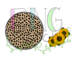 Two Images of Leopard Print with Sunflower Monogram Frame, Floral PNG File, Monogram Frame Sublimation Design