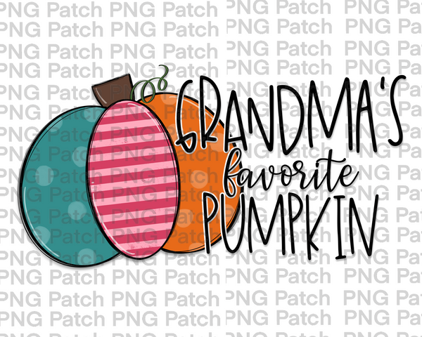 Teal Pink Orange Pumpkin, Grandma's Favorite Pumpkin, Halloween PNG File, Pumpkin Sublimation Design