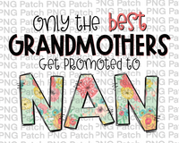 Only the best Grandmothers Get Promoted to Nan, Mother's Day PNG File, Grandma Sublimation Designs