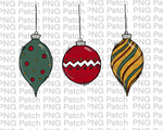 Cute Hanging Ornaments, Christmas PNG File, Holiday Sublimation Design