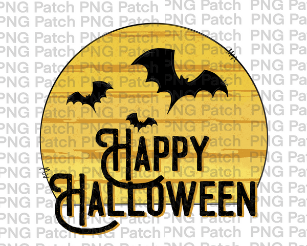 Happy Halloween with Moon and Bats, Halloween Sublimation Design, Fall PNG File