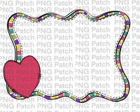 Bright Colorful Frame with Heart, Love PNG File, Monogram Sublimation Design