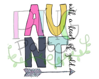 Aunt with a Heart of Gold, With Arrow, Family PNG Files, Aunt Sublimation Design