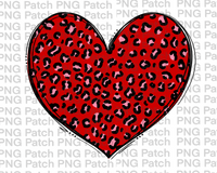 Leopard Print Big Heart Red and Pink , Valentine's Day PNG File, Love Sublimation Design