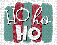 Ho Ho Ho, Glitter White with Red and Blue Paint Brush Background, Christmas Sublimation Design, Holiday PNG File