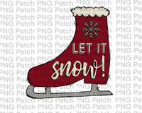 Ice Skates with White Buffalo Plaid Snowflake, Let it Snow!, Christmas PNG File, Holiday Sublimation Design