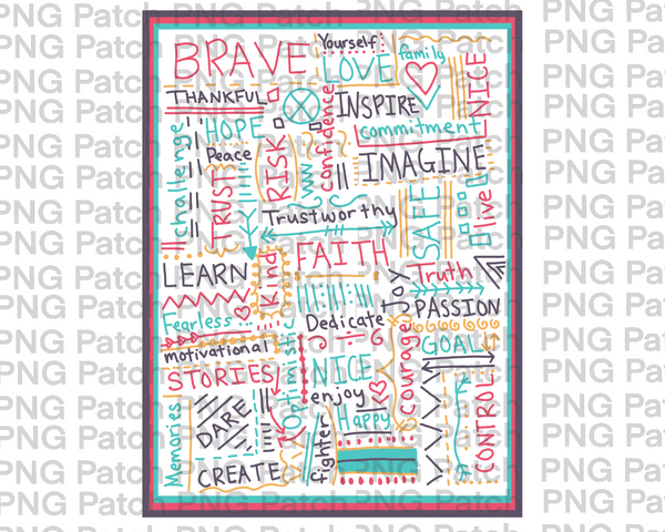 Colorful Inspirational Word. Inspirational Quotes Sublimation Design, Encouragement PNG File.