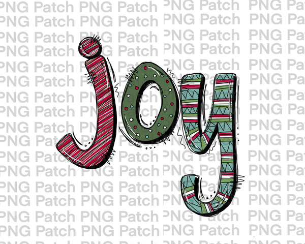 Joy, Christmas Scribble Doodles , Christmas PNG File, Holiday Sublimation Design