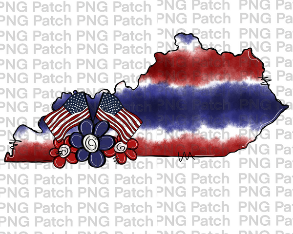 Kentucky, Red, White, Blue Tie Dye, Memorial Day PNG File, Fourth of July Sublimation Design, USA Flags