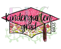 2019 Pink Floral Damask Graduation Cap Kindergarten, Graduation PNG Files for Sublimation