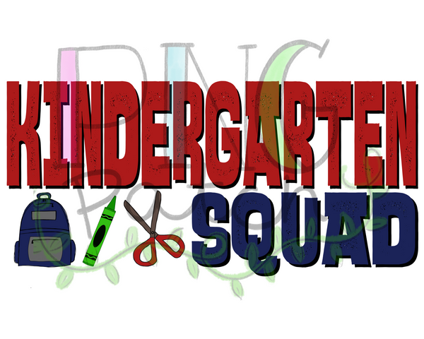 Boy Kindergarten Squad, Back To School PNG File, Student Sublimation Design