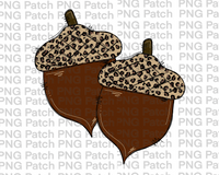 Leopard Print Acorns, Acorn PNG Files, Fall Sublimation Design