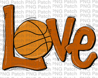 Burnt Orange Love with Basketball, Basketball PNG File, Cheerleading Sublimation Design