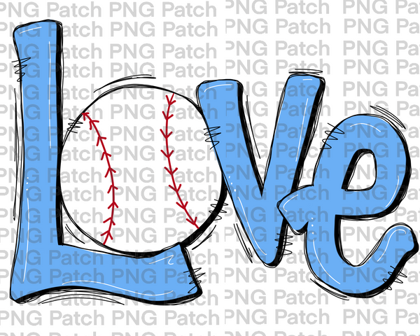 Columbia Blue Love with Baseball, Baseball PNG File, Diamond Dolls Sublimation Design