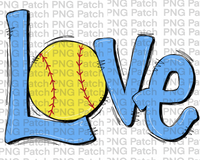 Columbia Blue Love with Softball, Softball PNG File, Girl Sublimation Design